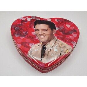 Russell Stover ~ Heart Shaped ~ Elvis Presley Tin ~ Contains No Candy